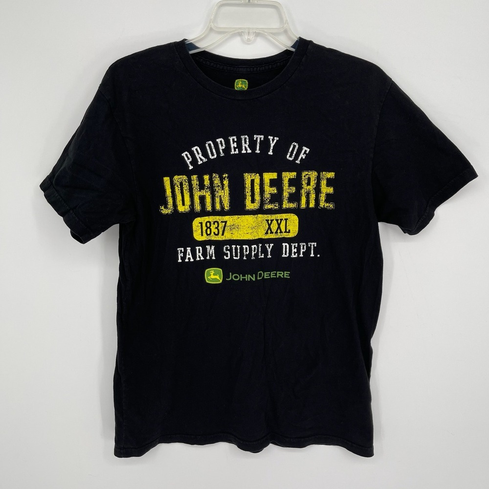 John Deere Men's Black Graphic Logo Property Of Farm Supply Dept T-Shirt Size M